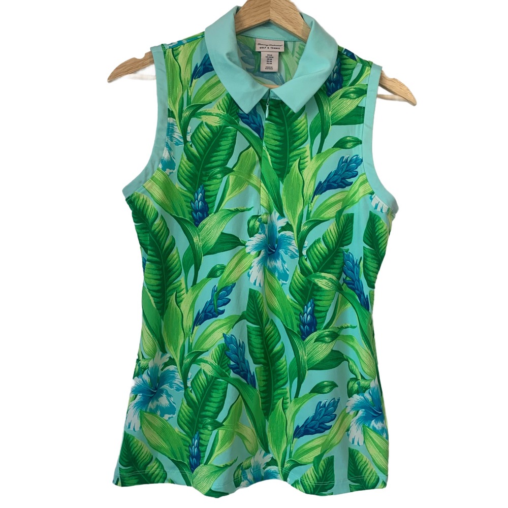 Tommy Bahama‎ Women's Size Medium Athletic Top Sleeveless 1/4 Zip Floral